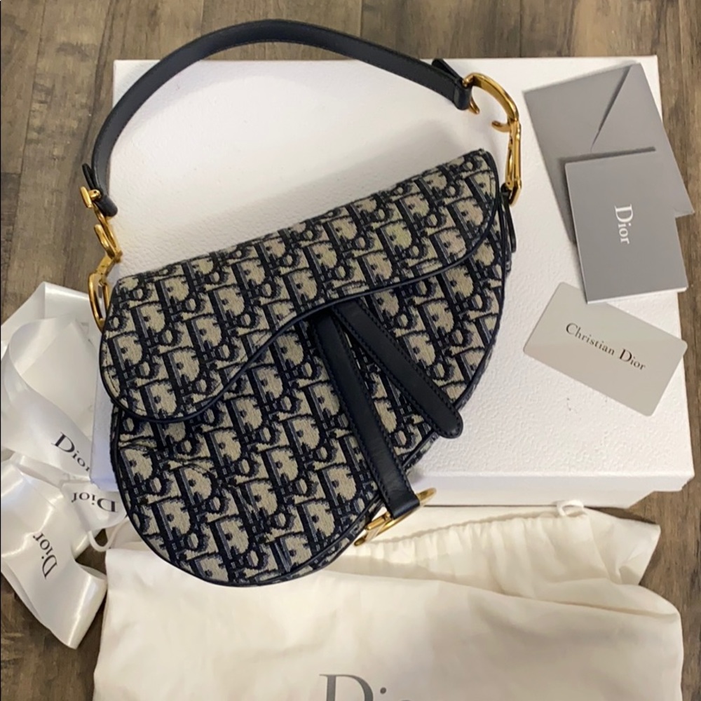 SOLD Christian Dior 2018 Oblique Saddle Bag Blue